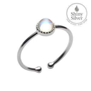 Nhẫn bạc freesize moonstone